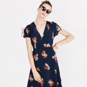 Madewell Silk Poppy Dress in Cactus Flower Print